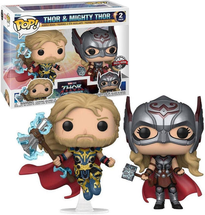 Funko POP! Marvel: Thor Love & Thunder - 2PK - Thor & Mighty Thor - Thor: Love and Thunder - Collectable Vinyl Figure - Gift Idea - Official Merchandise - Toys for Kids & Adults - Movies Fans