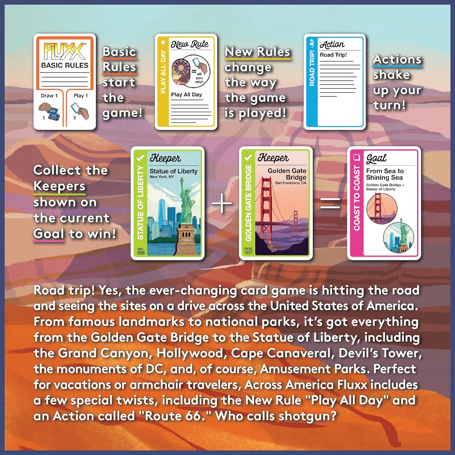 Across America Fluxx Card Game - Ever-Changing Fun for Travel