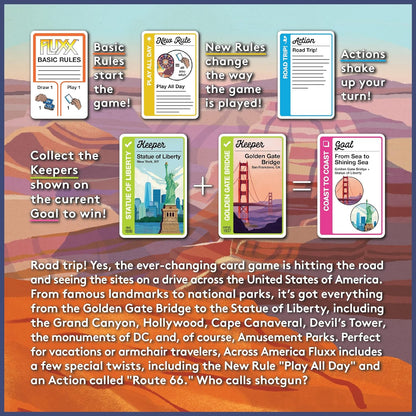 Across America Fluxx Card Game - Ever-Changing Fun for Travel