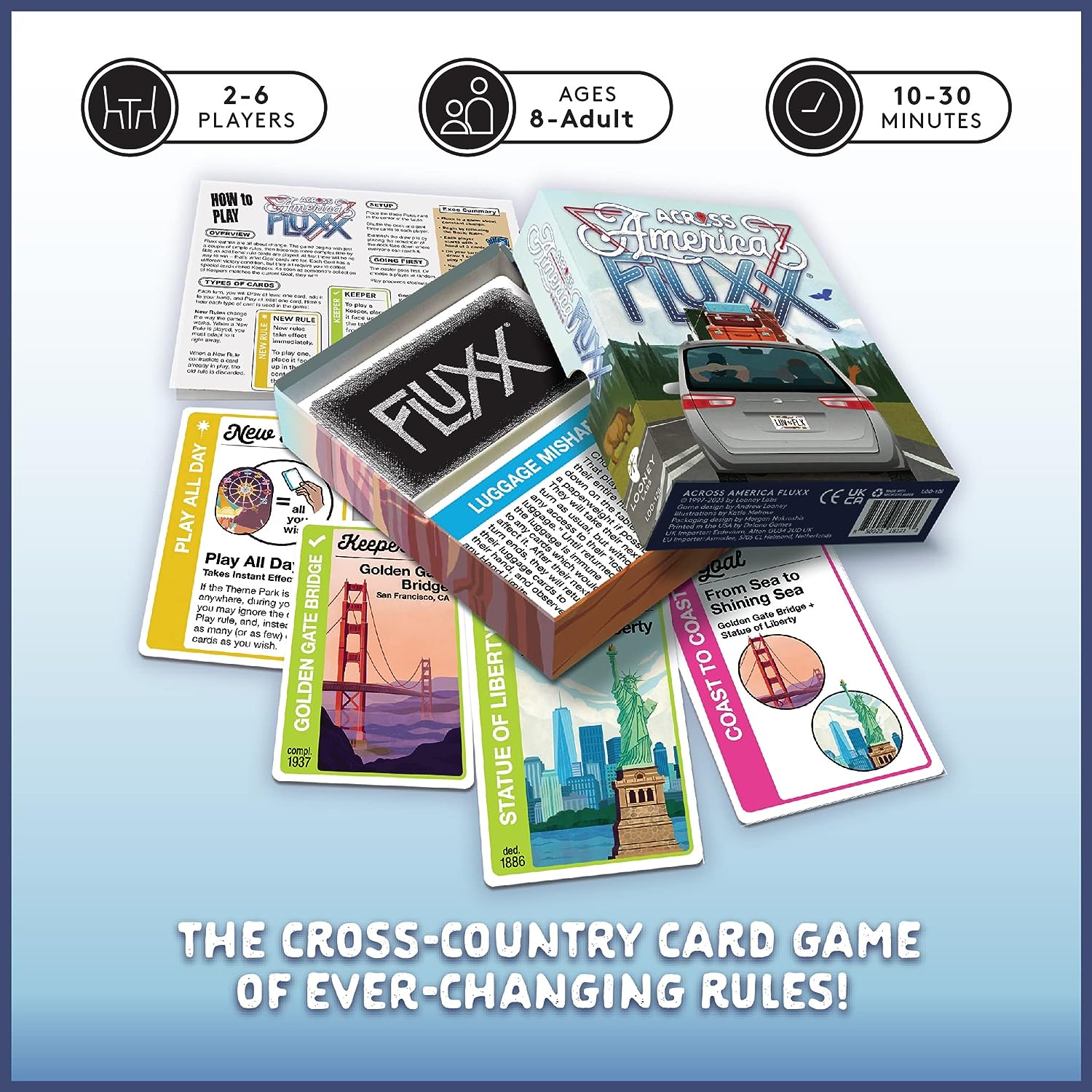 Across America Fluxx Card Game - Ever-Changing Fun for Travel