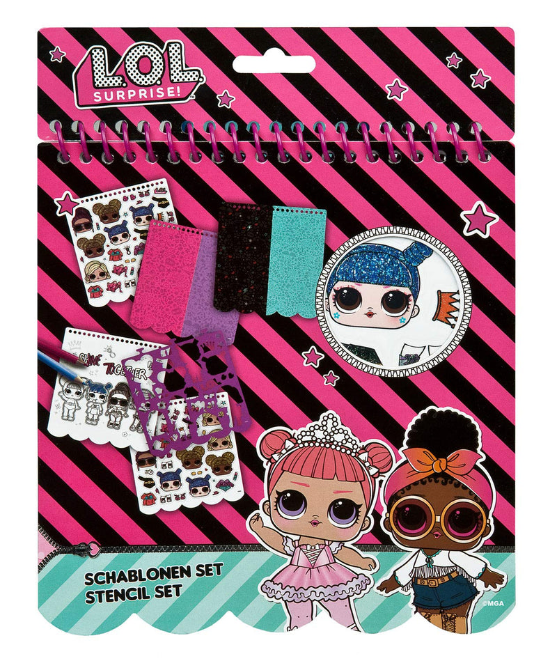 Undercover LOLO1201 Stencil Set with Stickers, Coloring Pages and More, LOL Surprise, Approx. 24.5 x 18.5 x 1 cm