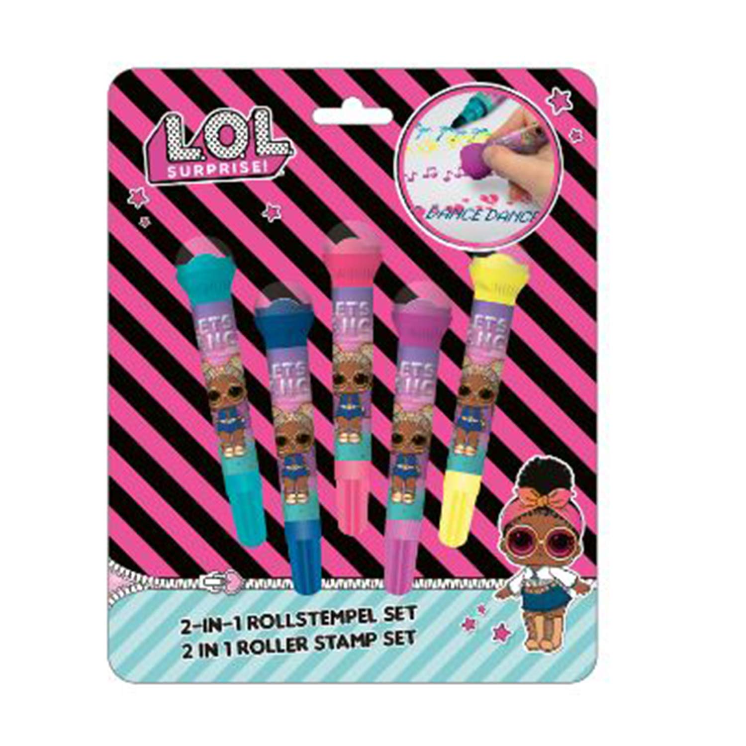 Undercover L.O.L. O0743 – Set of 5 Colourful Felt Tip Pens and Stamps L.O.L. Surprise