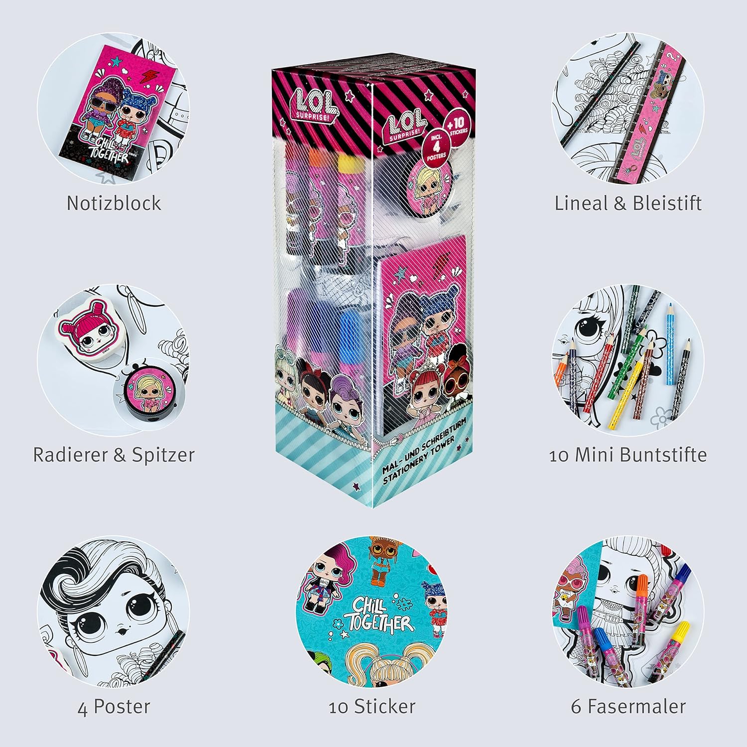 Undercover LOLO2255 LOL Surprise Painting and Writing Tower, 35 Pieces, Multicoloured