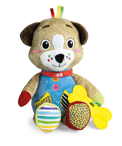 Clementoni - 17759 - Pete The Puppy - Toddler Toy, Plush Toy With Teething Pendant, Infant Toys, Activity Toys For 0 Months, Cuddly Toy, Animal Soft Toy, 100% Machine Washable