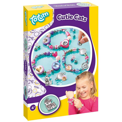 Totum Cutie-Cats Bastelset – Bunte Kätzchen Armbänder zum Selbstgestalten für Kinder – DIY Schmuck Bastelset, ideal als kreatives Kinder Geschenk, bunt