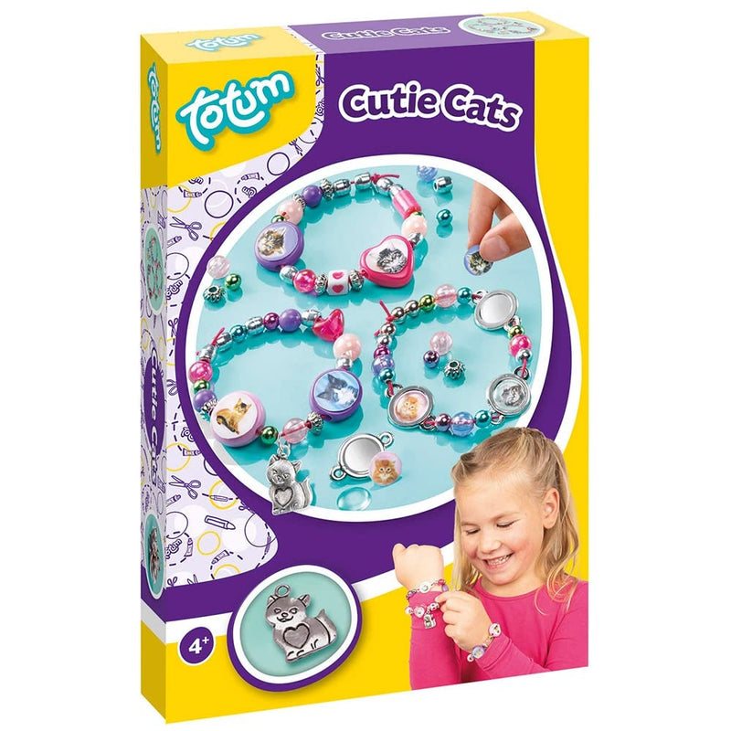 Totum Cutie-Cats Bastelset – Bunte Kätzchen Armbänder zum Selbstgestalten für Kinder – DIY Schmuck Bastelset, ideal als kreatives Kinder Geschenk, bunt