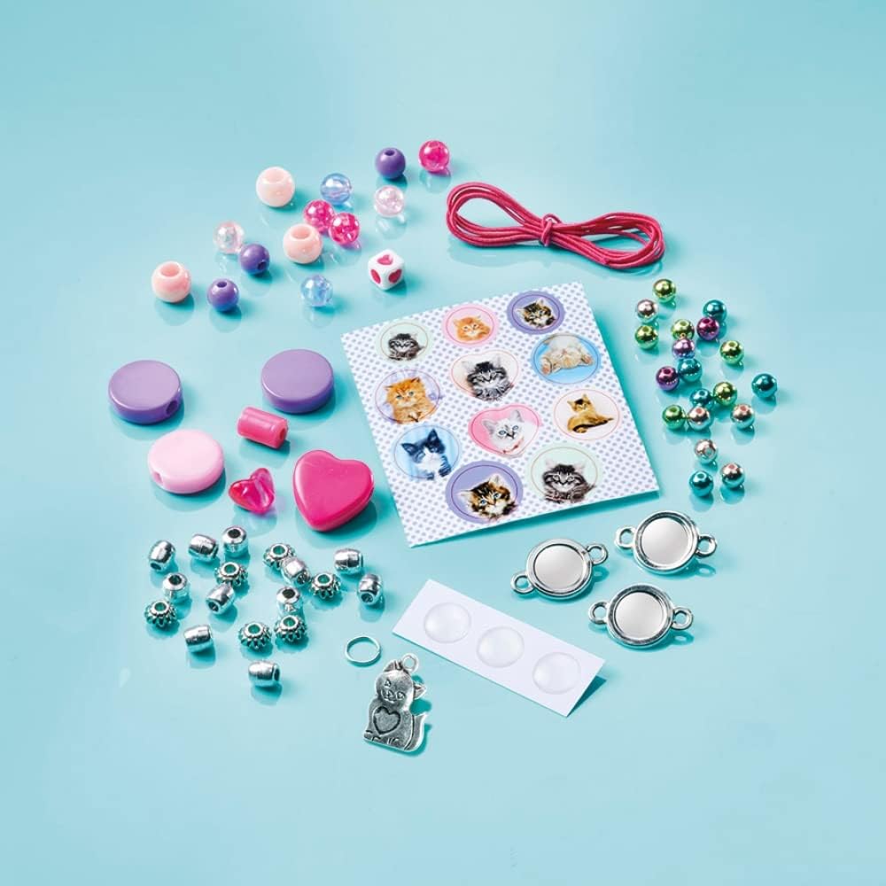 Totum Cutie-Cats Bastelset – Bunte Kätzchen Armbänder zum Selbstgestalten für Kinder – DIY Schmuck Bastelset, ideal als kreatives Kinder Geschenk, bunt