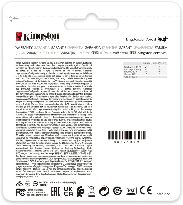 Kingston DataTraveler Exodia Onyx USB Flash Drive 3.2 Gen 1 DTXON/64GB - with Sleek Moving Cap