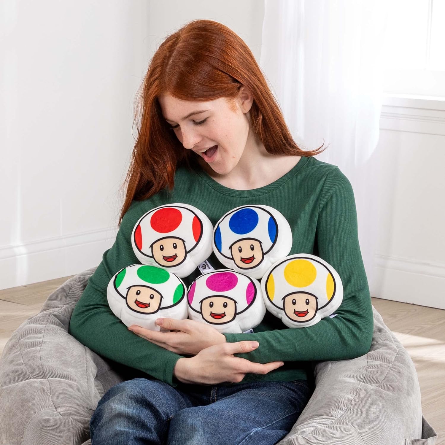 Club Mocchi Mocchi - Peluche per Nintendo Super Mario - Toad Plushie - Peluche per cestino pasquale - Peluche Squishy da collezione - 15 cm