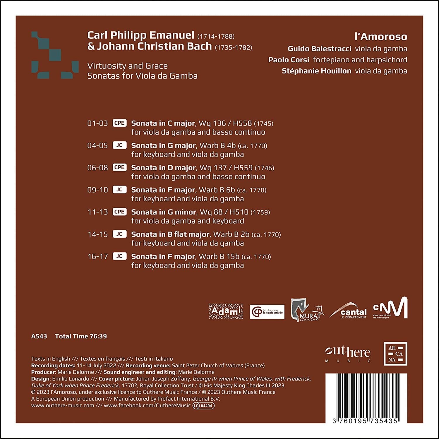 Virtuosity and Grace: Sonatas for Viola Da Gamba