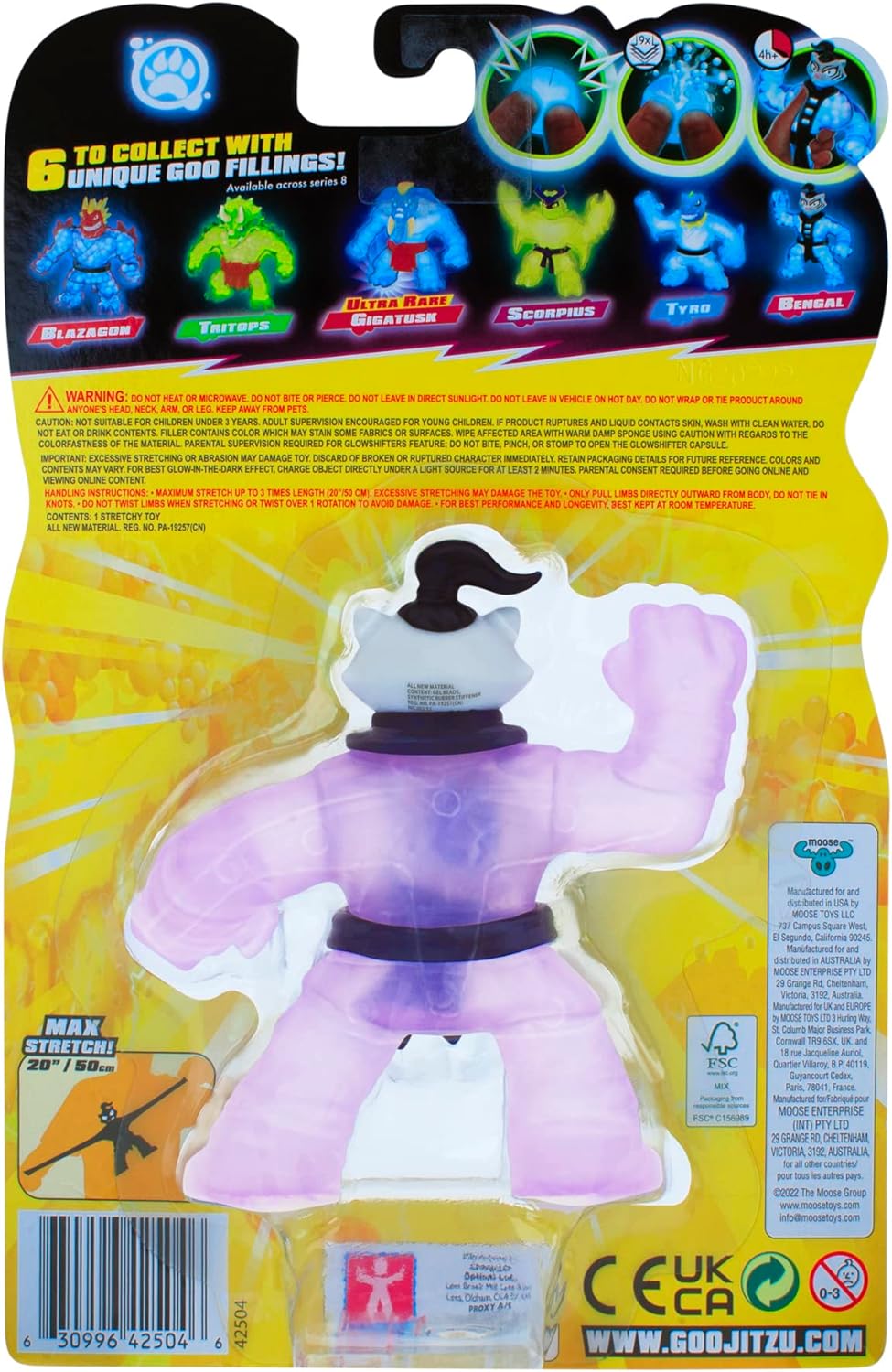 Heroes of Goo Jit Zu 42504 Shifters Hero Pack-Super Stretchy Bengal with Glow in The Dark Filling and Unique Slime Conversion