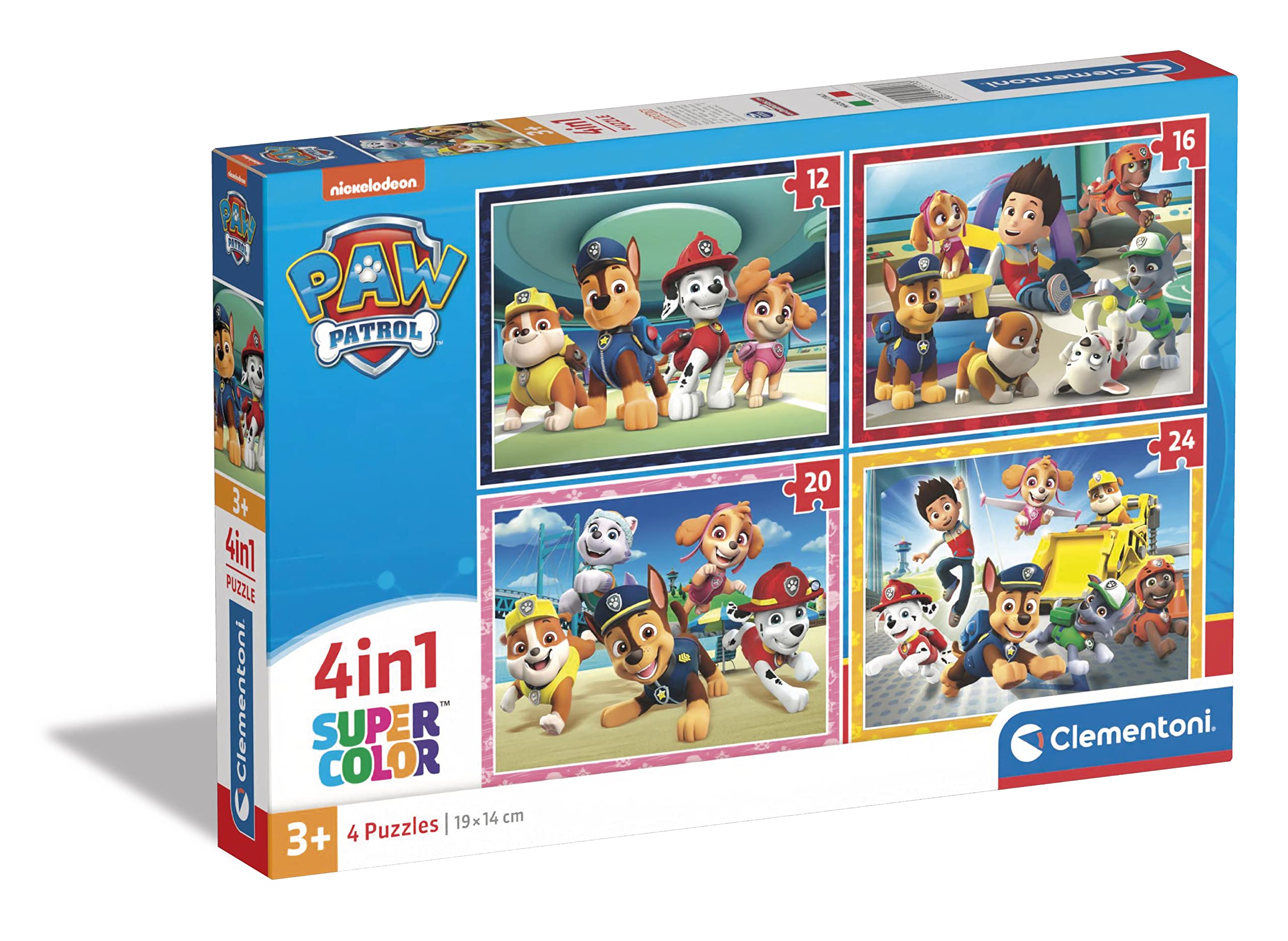 Clementoni - Puzzle Infantil 4 Puzzles en 1: Puzzles de 12, 16, 20 y 24 Piezas Paw Patrol, Patrulla Canina- Desde 3 años (21513