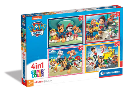 Clementoni - Puzzle Infantil 4 Puzzles en 1: Puzzles de 12, 16, 20 y 24 Piezas Paw Patrol, Patrulla Canina- Desde 3 años (21513