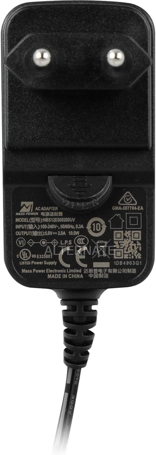 Snom Power Supply A6 EU/UK for All Snom Phones and Conference VoIP Phones, Input: AC100-240V ~ 0.3A, 50-60Hz, 23-32VA, Output: DC 5V/2A; 10W, Mass Power NBS12E050200UV, Snom 00004570