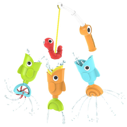 Yookidoo Bath Fishing Toy - 4 Piece Baby Bath Fishing Pole Toy Set - Catch 3 Magnetic Fish with 3 Different Actions - for Swimming Pool or Bathtub (Age 2+) (Blister Pack