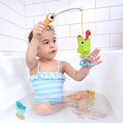 Yookidoo Bath Fishing Toy - 4 Piece Baby Bath Fishing Pole Toy Set - Catch 3 Magnetic Fish with 3 Different Actions - for Swimming Pool or Bathtub (Age 2+) (Blister Pack