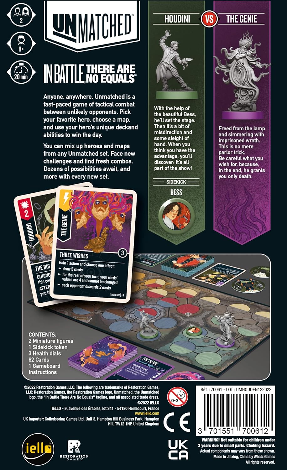 Iello | Unmatched: Houdini vs The Genie | Board Game | Ages 9+ | 2 Players | 20 Minutes Playing Time