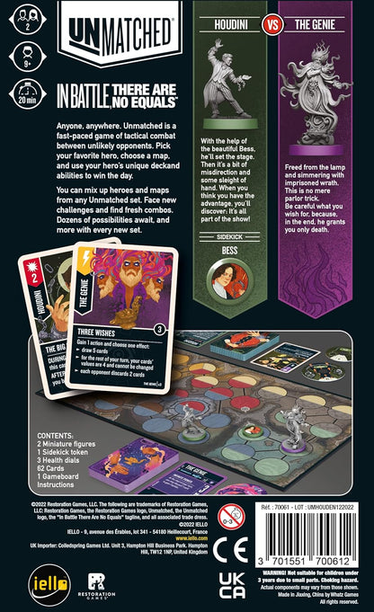 Iello | Unmatched: Houdini vs The Genie | Board Game | Ages 9+ | 2 Players | 20 Minutes Playing Time