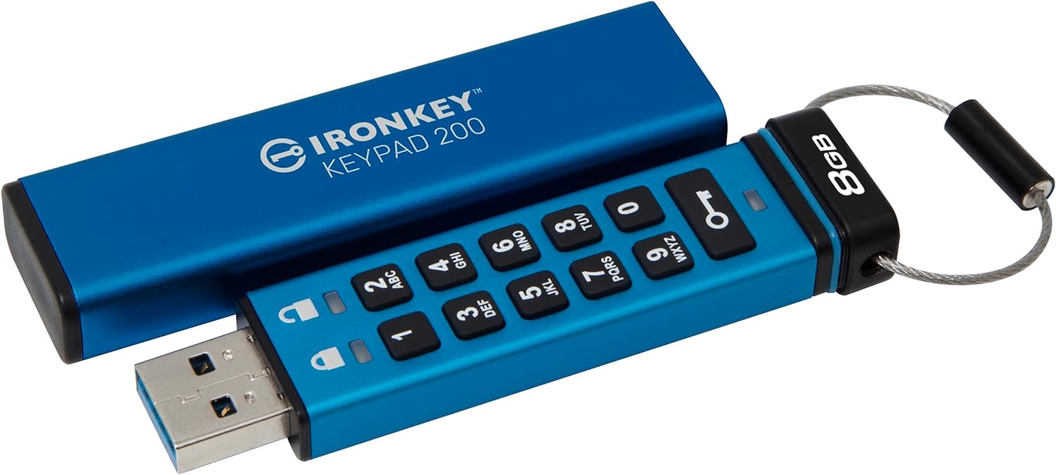 Kingston IronKey Keypad 200 Type -A hardware-encrypted USB Flash Drive FIPS 140-3 Level 3 (Pending) with XTS-AES 256-bit Hardware Encryption - IKKP200/