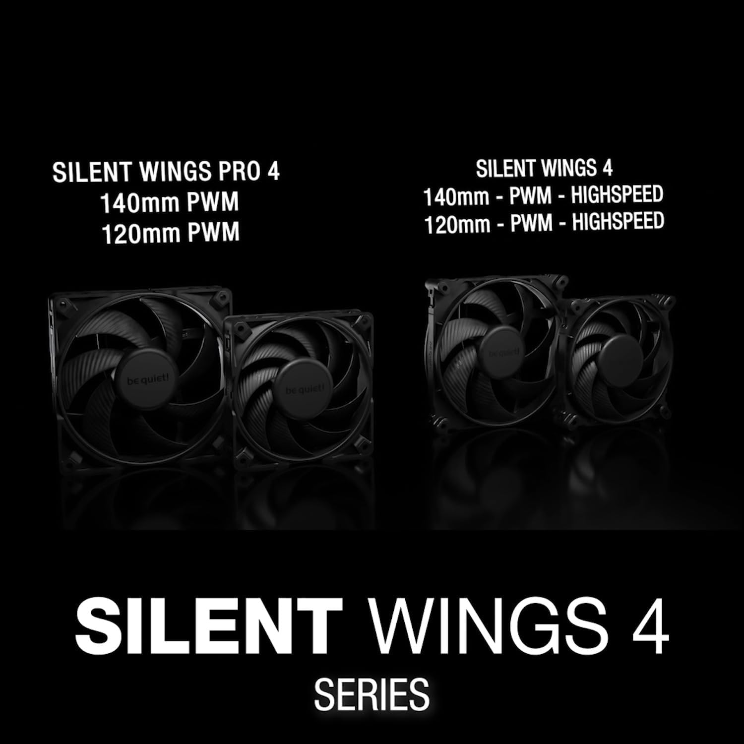 Be Quiet! Silent Wings Pro 4 140mm PWM, Premium Cooling Fan, 4-Pin, Black (BL099