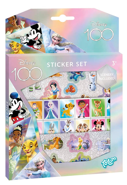 Totum Disney 100 Sticker Set with 3 Sheets of Over 50 Stickers for Crafts and Scrapbooking from The Best Disney Films, Ages 3 Plus