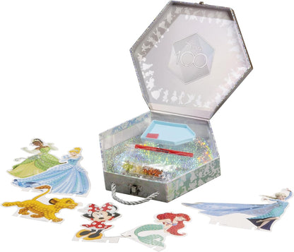 Totum Disney 100 Anniversary Diamond Painting Figures in Beautiful Gift Box - 6 Disney Characters to Decorate with Over 850 Diamonds in Glitter Craft Case Gift for Kids