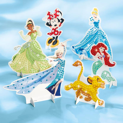 Totum Disney 100 Anniversary Diamond Painting Figures in Beautiful Gift Box - 6 Disney Characters to Decorate with Over 850 Diamonds in Glitter Craft Case Gift for Kids