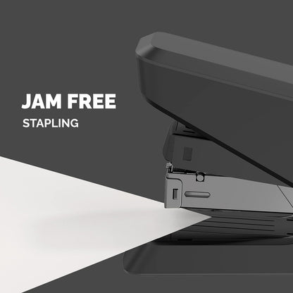 Fellowes Jam Free Stapler, 40 Sheet Capacity - LX860 EasyPress Half Strip Antibacterial Manual Stapler- Uses Both 24/6mm and 26/6mm Staples