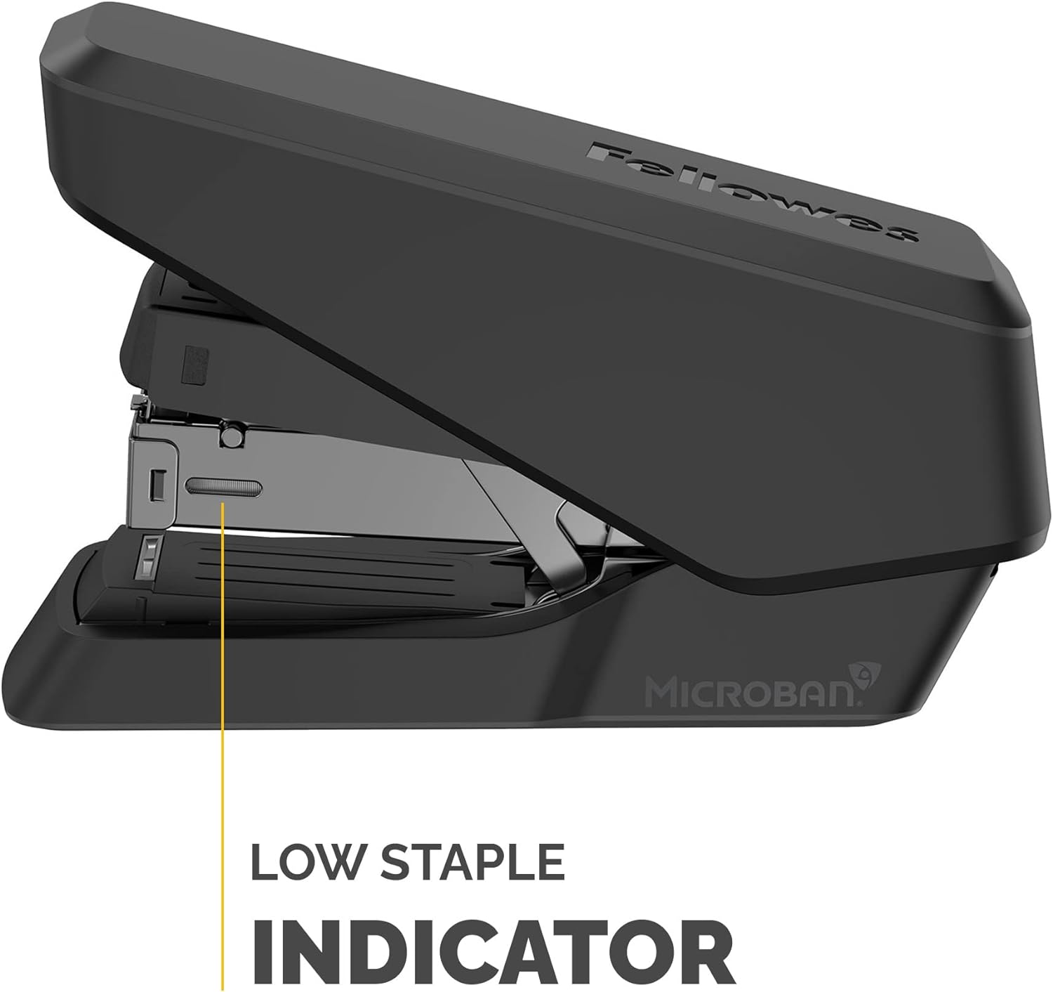 Fellowes Jam Free Stapler, 40 Sheet Capacity - LX860 EasyPress Half Strip Antibacterial Manual Stapler- Uses Both 24/6mm and 26/6mm Staples