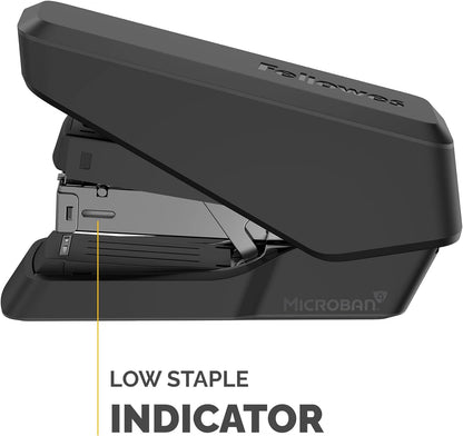 Fellowes Jam Free Stapler, 40 Sheet Capacity - LX860 EasyPress Half Strip Antibacterial Manual Stapler- Uses Both 24/6mm and 26/6mm Staples