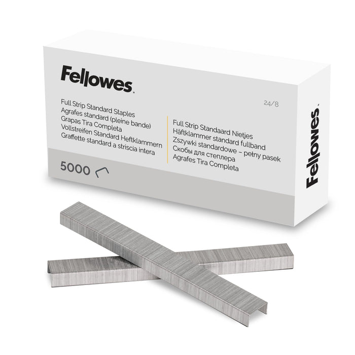 Fellowes Staples 24/8mm for Full Strip Staplers – Box of 5000, 1 Pack – Silver