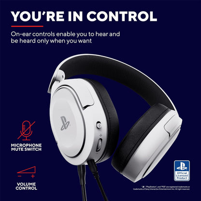 Trust Gaming GXT 498W Forta Gaming Headset - Officially Licensed for PlayStation 5 - Duurzame Headset met Afneembare Microfoon voor PS4 en PS5, Verstelbare Hoofdband, Kabel van 1.2m
