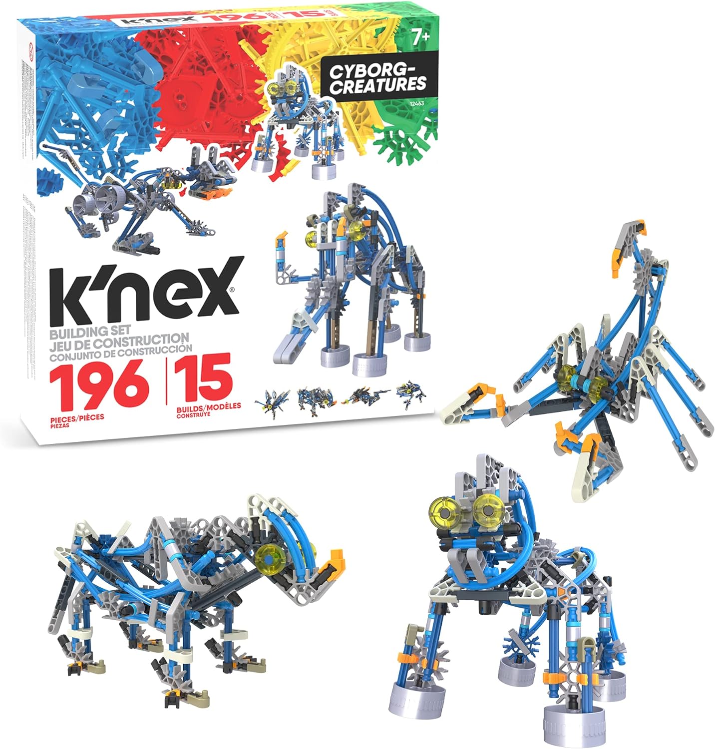 K'NEX | Cyborg Creatures 15 Model | Educational Toys for Boys and Girls, 196 Piece Stem Learning Kit, Engineering for Kids, Fun Colourful Construction Toys for Children Ages 8+ | Basic Fun 12463