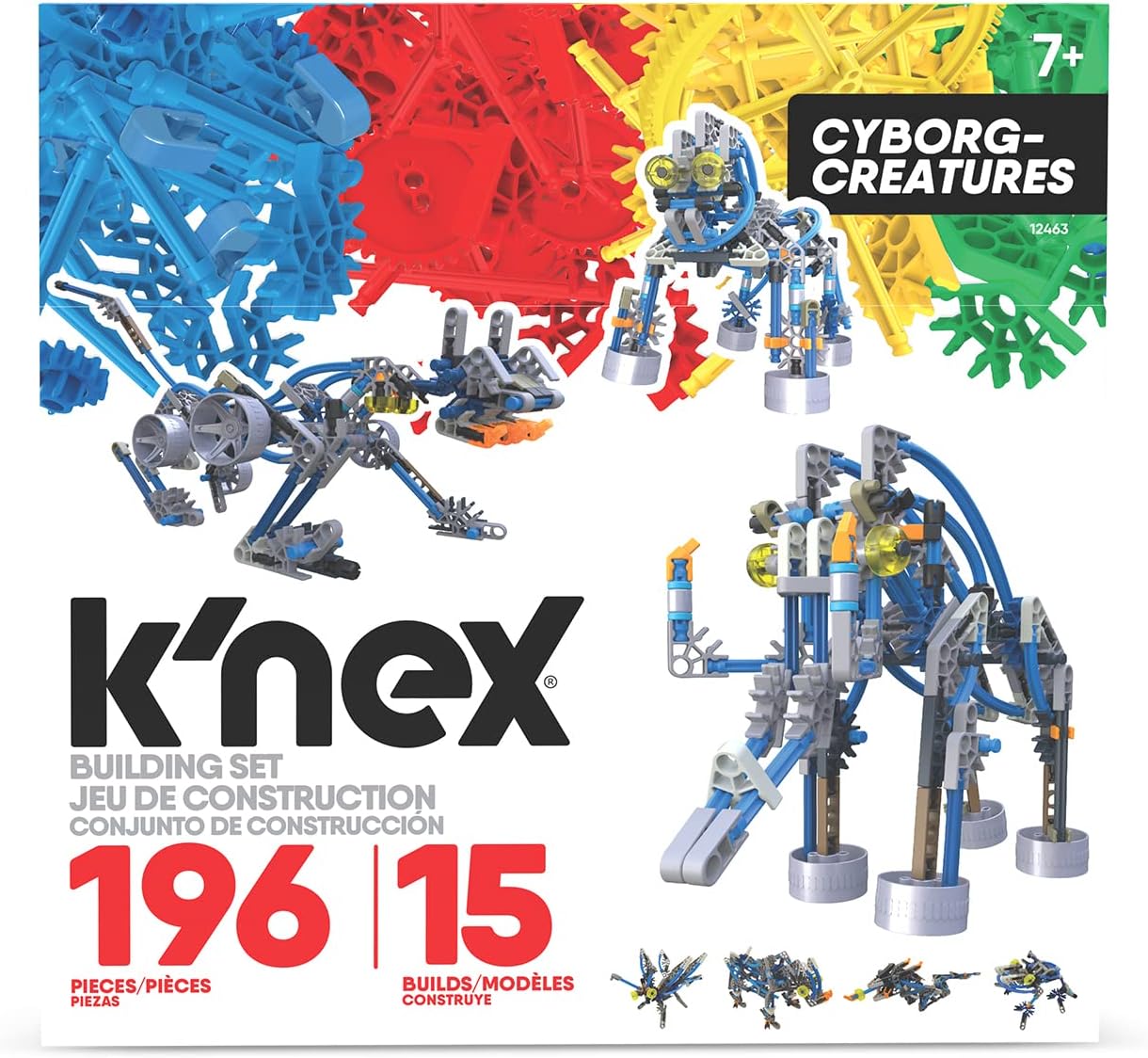 K'NEX | Cyborg Creatures 15 Model | Educational Toys for Boys and Girls, 196 Piece Stem Learning Kit, Engineering for Kids, Fun Colourful Construction Toys for Children Ages 8+ | Basic Fun 12463