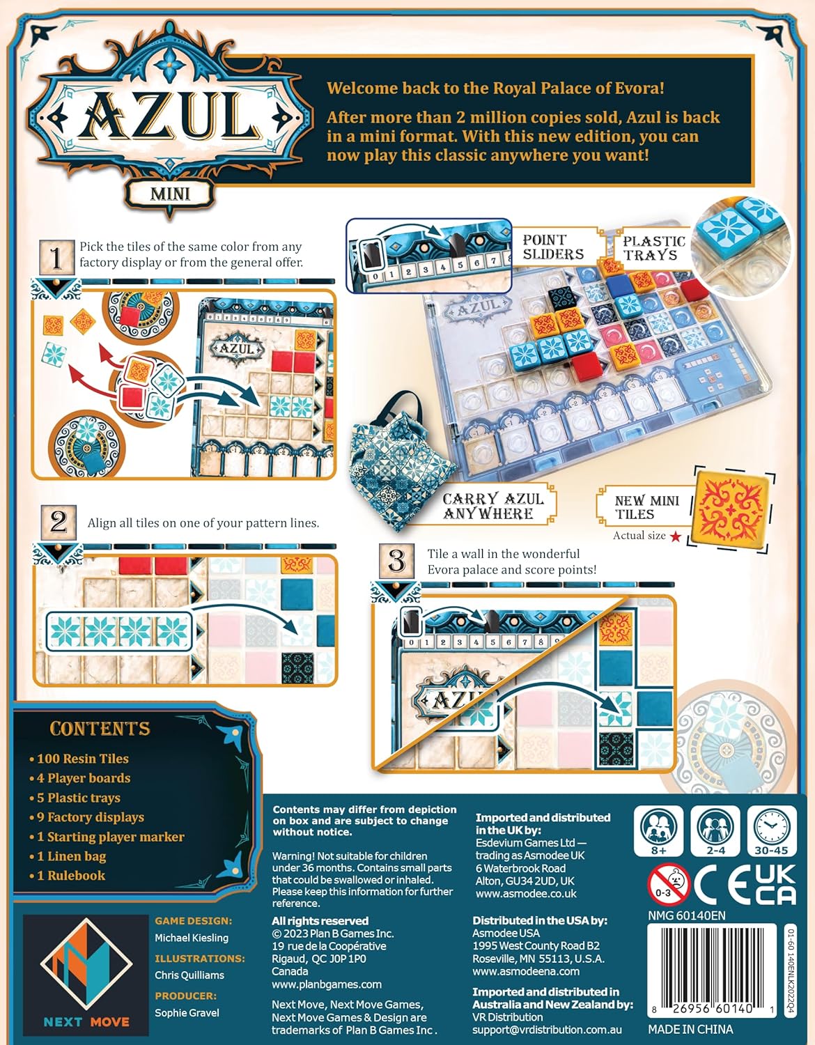Plan B Games | Azul Mini | Tile Game | Ages 8+ | 2-4 Players | 30-45 Minutes Playing Time
