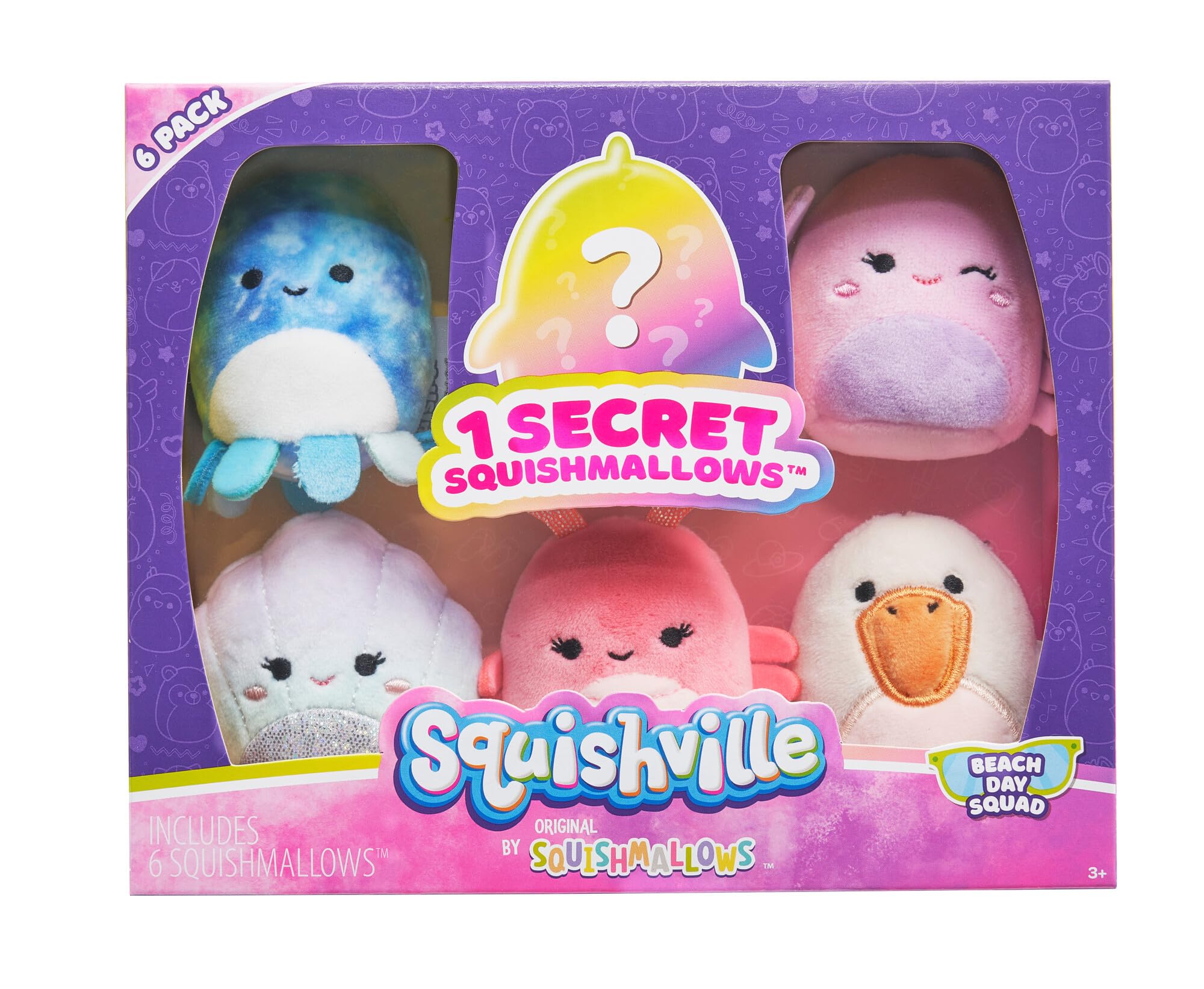 Squishmallows Squishville by Original Beach Day Squad - Six 2 inch Mini