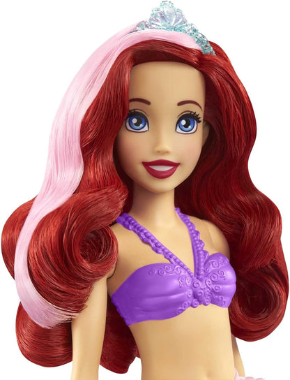 Mattel Disney Princess Toys, Ariel Mermaid Doll with Color-Change Hair and Tail, Color Splash Water Toy Inspired by the Disney Movie, HLW00