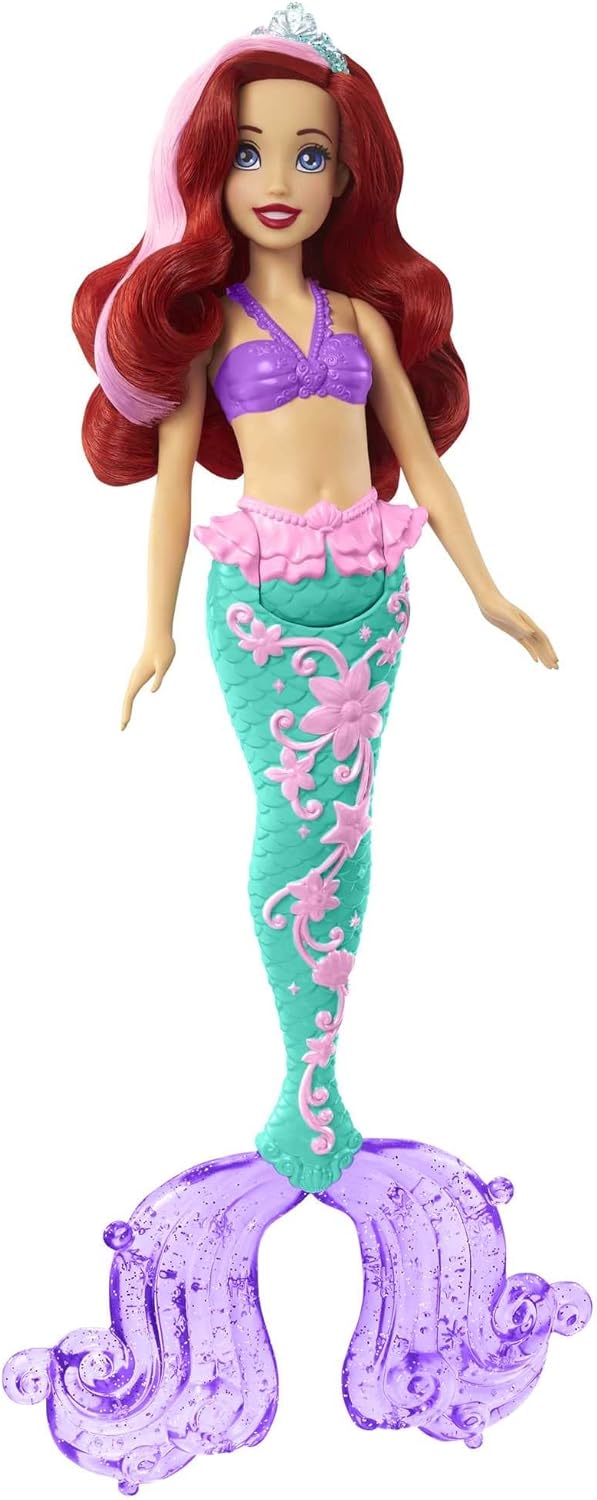 Mattel Disney Princess Toys, Ariel Mermaid Doll with Color-Change Hair and Tail, Color Splash Water Toy Inspired by the Disney Movie, HLW00