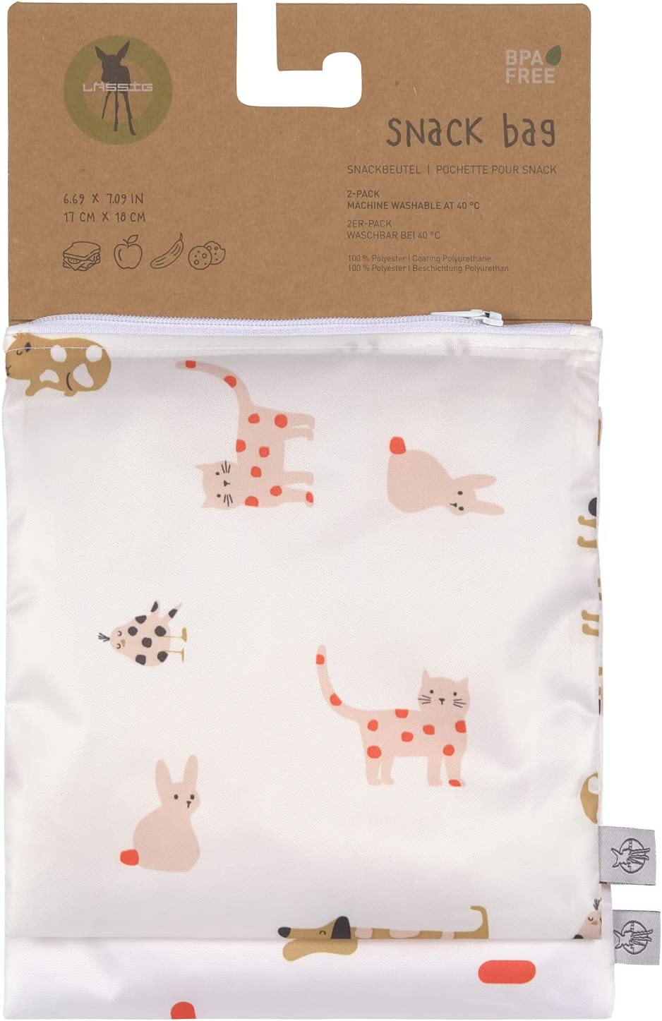 LÄSSIG Reusable Storage Bag Snack Bag 2 Pieces/Snack Bag Little Mateys Sicy Orange Spicy Orange