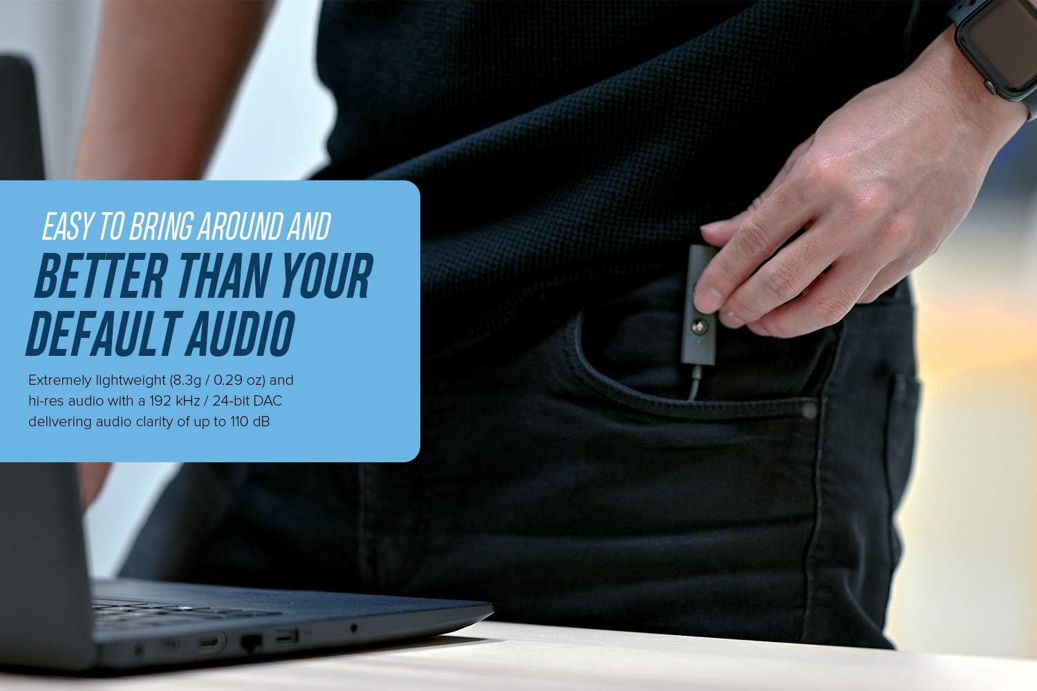 Creative Sound Blaster PLAY! 4 Hi-res externe USB-C DAC-adapter met hoge resolutie met VoiceDetect automatisch inschakelen/uitschakelen van de microfoon, ruisonderdrukking, Bass Boost/Dynamic EQ