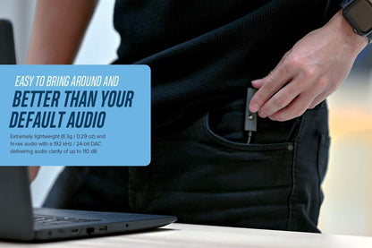 Creative Sound Blaster PLAY! 4 Hi-res externe USB-C DAC-adapter met hoge resolutie met VoiceDetect automatisch inschakelen/uitschakelen van de microfoon, ruisonderdrukking, Bass Boost/Dynamic EQ