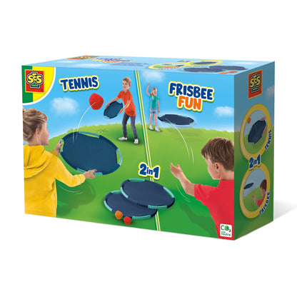 SES Creative Tennis and Frisbee Fun, Outdoor Active Play for Boys and Girls Ages 3-12 Years, Ideal for Garden, Beach, Park, Trampoline Tennis and Frisbee Set, Includes 2 Splash Water Balls