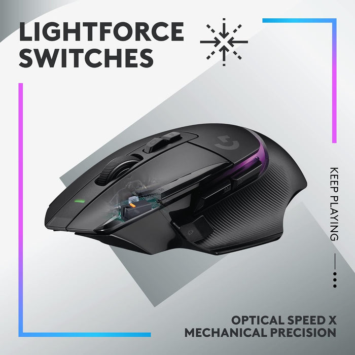 Logitech G502 X PLUS LIGHTSPEED Wireless RGB Gaming Mouse - Optical Mouse with LIGHTFORCE Hybrid Switches, LIGHTSYNC RGB, HERO 25K Gaming Sensor, Compatible with PC - macOS/Windows