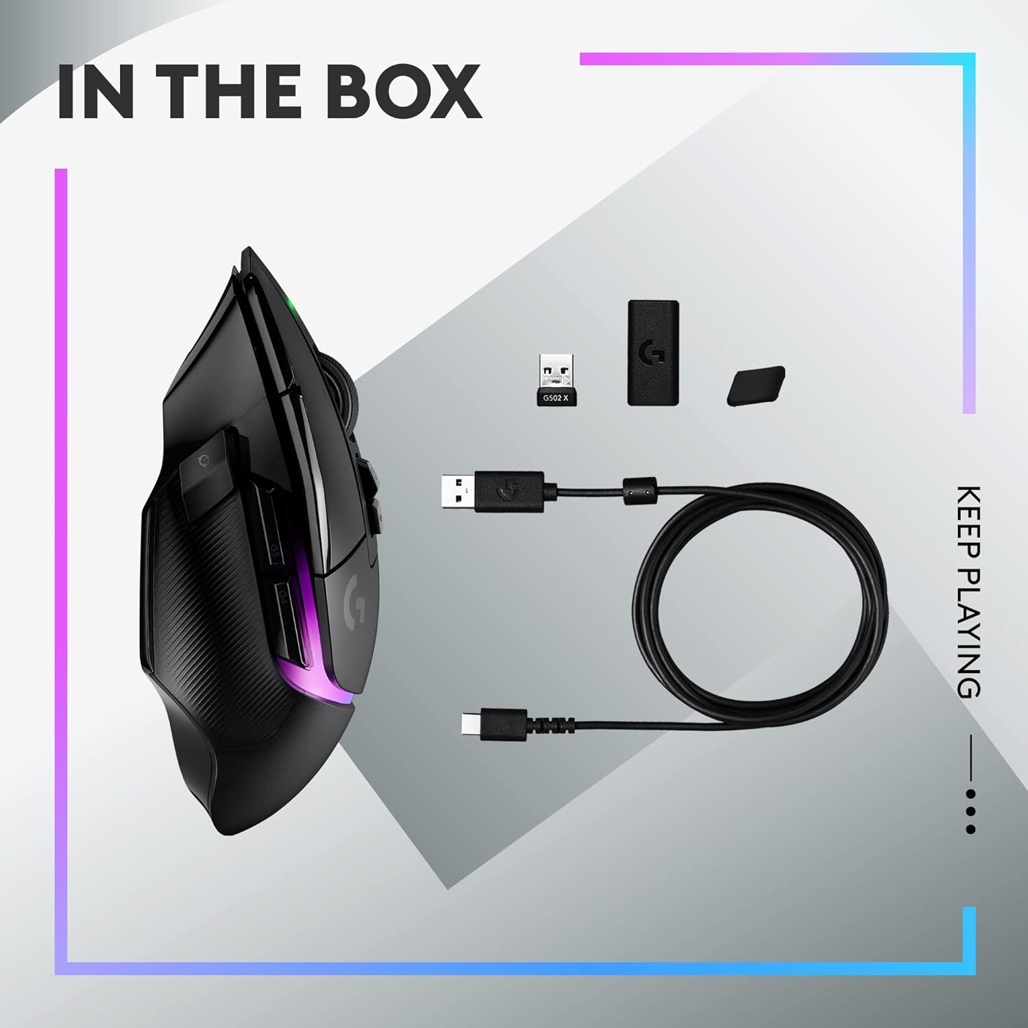Logitech G502 X PLUS LIGHTSPEED Wireless RGB Gaming Mouse - Optical Mouse with LIGHTFORCE Hybrid Switches, LIGHTSYNC RGB, HERO 25K Gaming Sensor, Compatible with PC - macOS/Windows