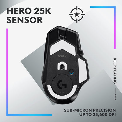 Logitech G502 X PLUS LIGHTSPEED Wireless RGB Gaming Mouse - Optical Mouse with LIGHTFORCE Hybrid Switches, LIGHTSYNC RGB, HERO 25K Gaming Sensor, Compatible with PC - macOS/Windows