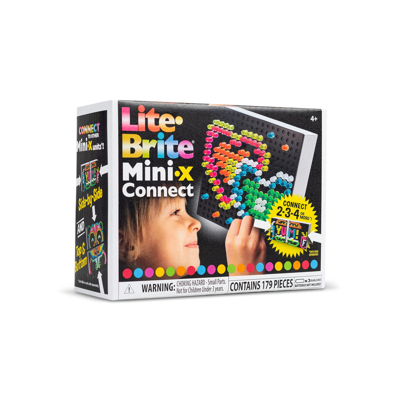 Planche à dessin lumineuse Lite Brite Mini-X Connect , Basic Fun, 02322, planche à dessin à mini-LED colorée, art lumineux, planche à dessin à effet néon, bricolages pour les enfants à partir de 4+