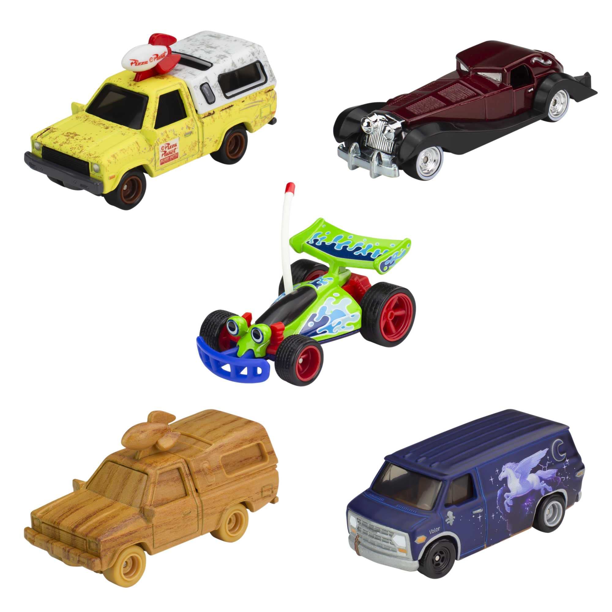 Hot Wheels Premium Disney 100 Bundle, 5 1:64 Scale Disney-Themed Premium Cars from Disney and Pixar, Commemorative Box for Collectors, HKF06