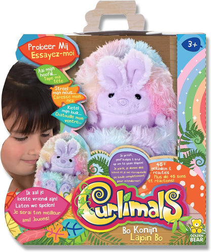 Curlimals Bo The Rainbow Bunny - Interactieve Knuffeldiertjes - Curlimals - Spaar ze allemaal - Interactief - 45+ geluiden en reacties - Pluche - Cadeau