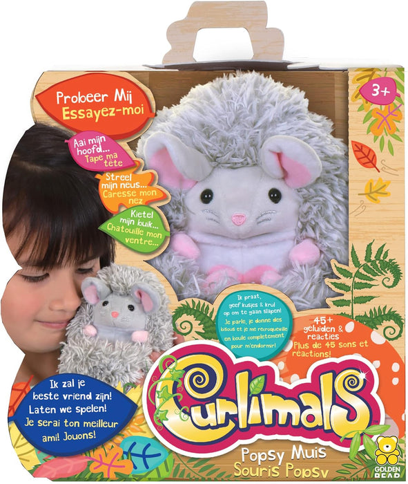 Curlimals Popsy The Mouse - Interactieve Knuffeldiertjes - Curlimals - Spaar ze allemaal - Interactief - 45+ geluiden en reacties - Pluche - Cadeau