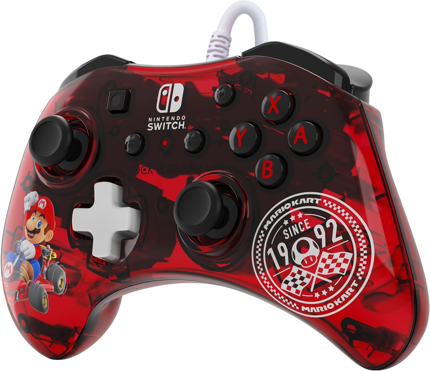 PDP Rock Candy Wired Gaming Switch Pro Controller - Official License Nintendo - OLED / Lite Compatible - Compact, Durable Travel Controller - Mario Kart Mario Kart Red